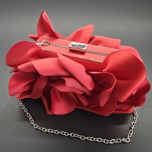 Sondra Roberts Elegant Red Floral Clutch Evening Bag